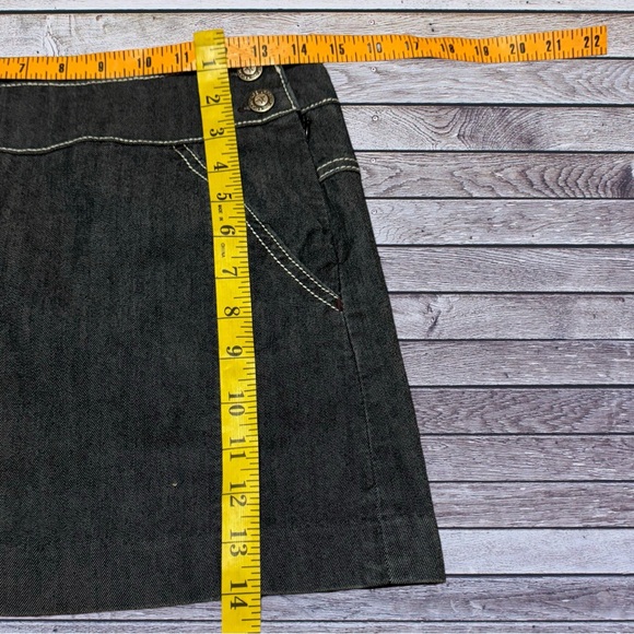 Rampage Denim Jean Dark Navy Mini Skirt Y2K Vibes Hot Girl Goth Stitch - Picture 2 of 5